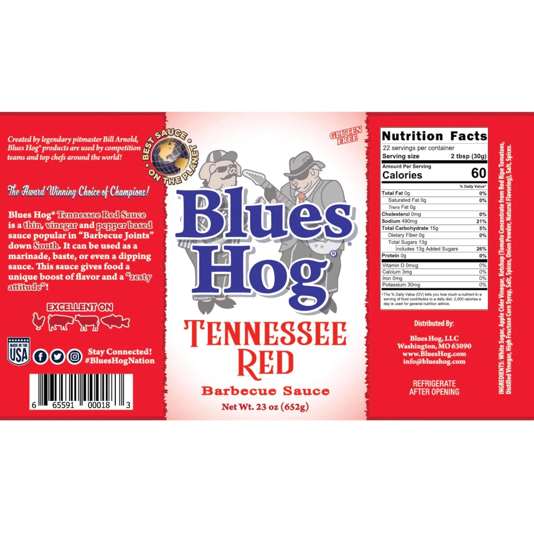 SALSA BLUES HOG TENNESSEE RED SAUCE - TIPICA SALSA BBQ DEL TENNESSEE
